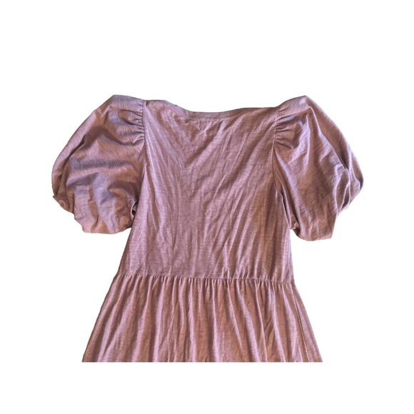 M Nation Ltd Geri Balloon Slv Mauve Pink Pima Cotton Midi Peasant Dress Santa Fe - Picture 4 of 5